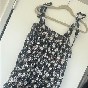 Warm Black and White Floral Maxi Dress